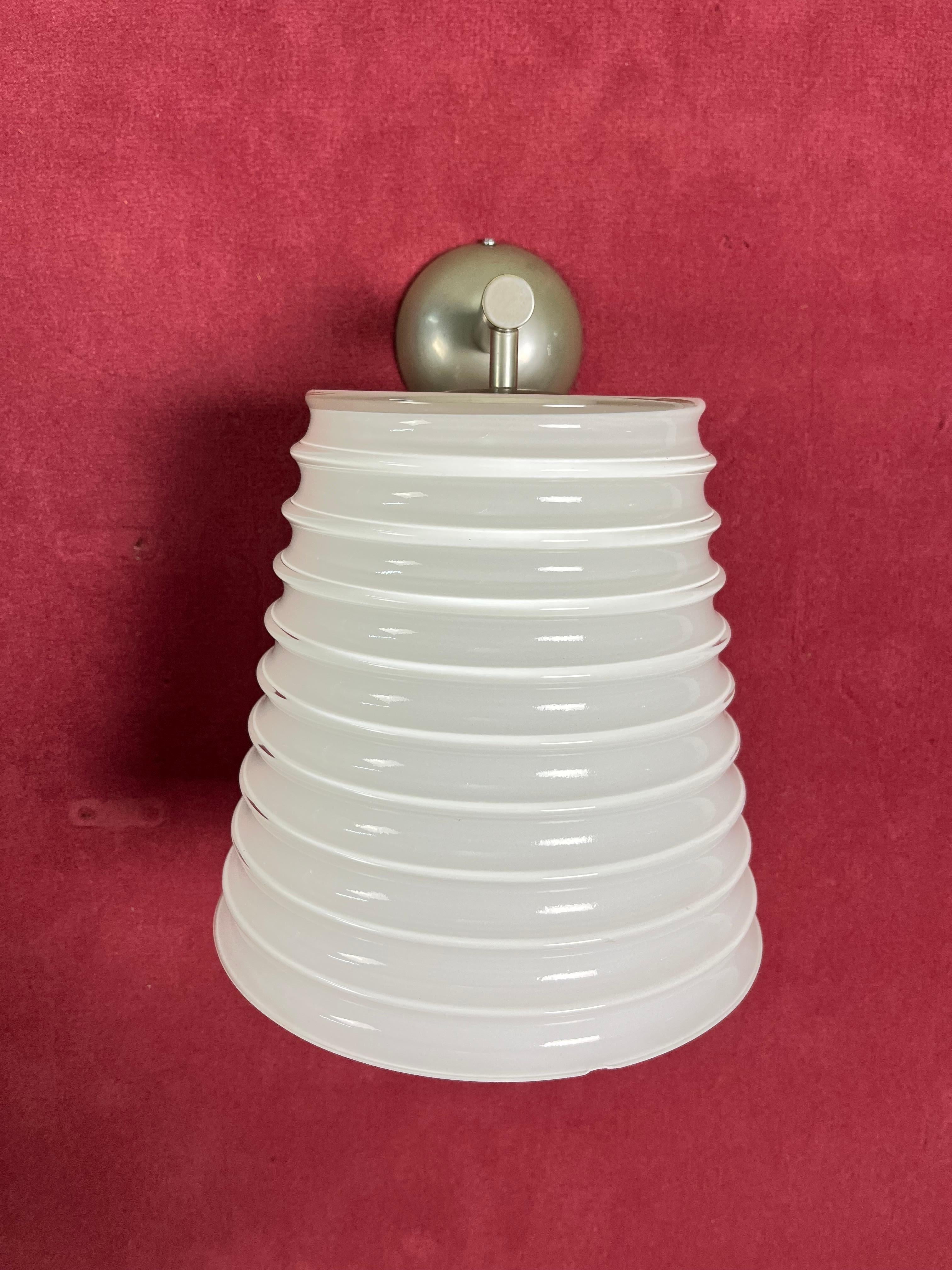 2er-Set Leucos Wandlampen aus milchig-weißem Murano-Glas, 1980er Jahre im Angebot 4