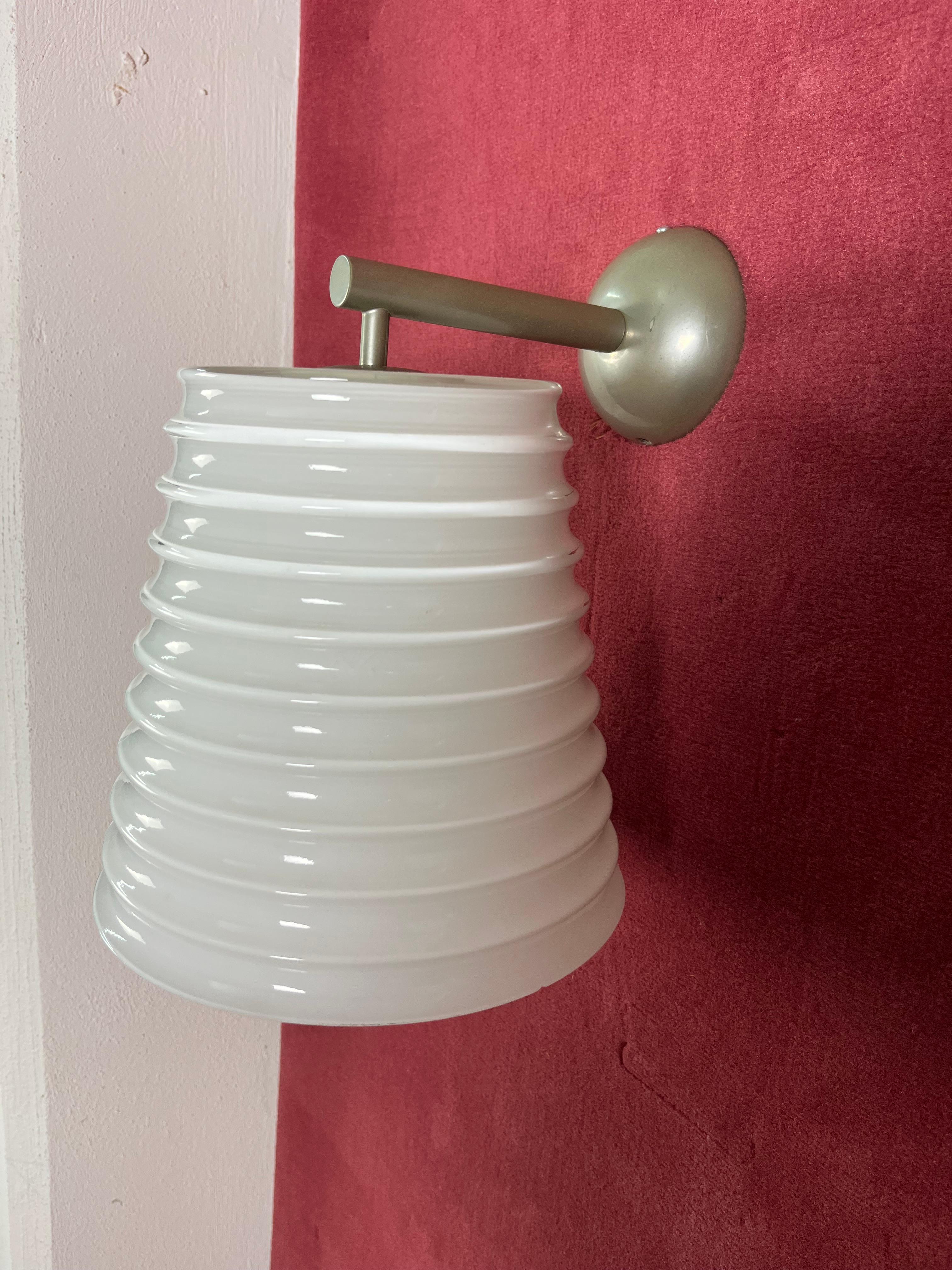 2er-Set Leucos Wandlampen aus milchig-weißem Murano-Glas, 1980er Jahre im Angebot 7