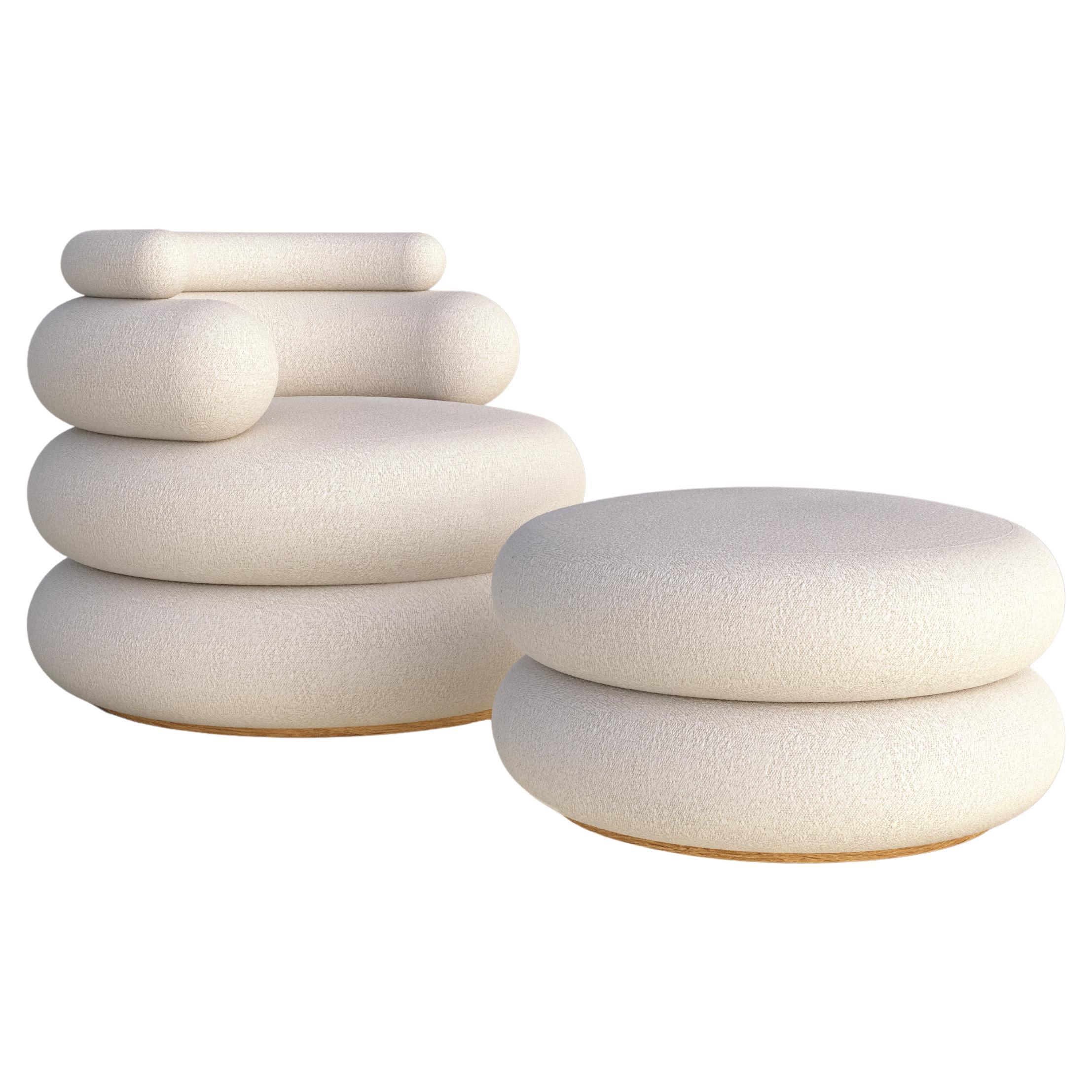 Set di 2 poltrone e pouf Levante di Francesco Zonca