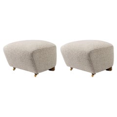 Set of 2 Light Beige Smoked Oak Sahco Zero the Tired Man Footstool by Lassen