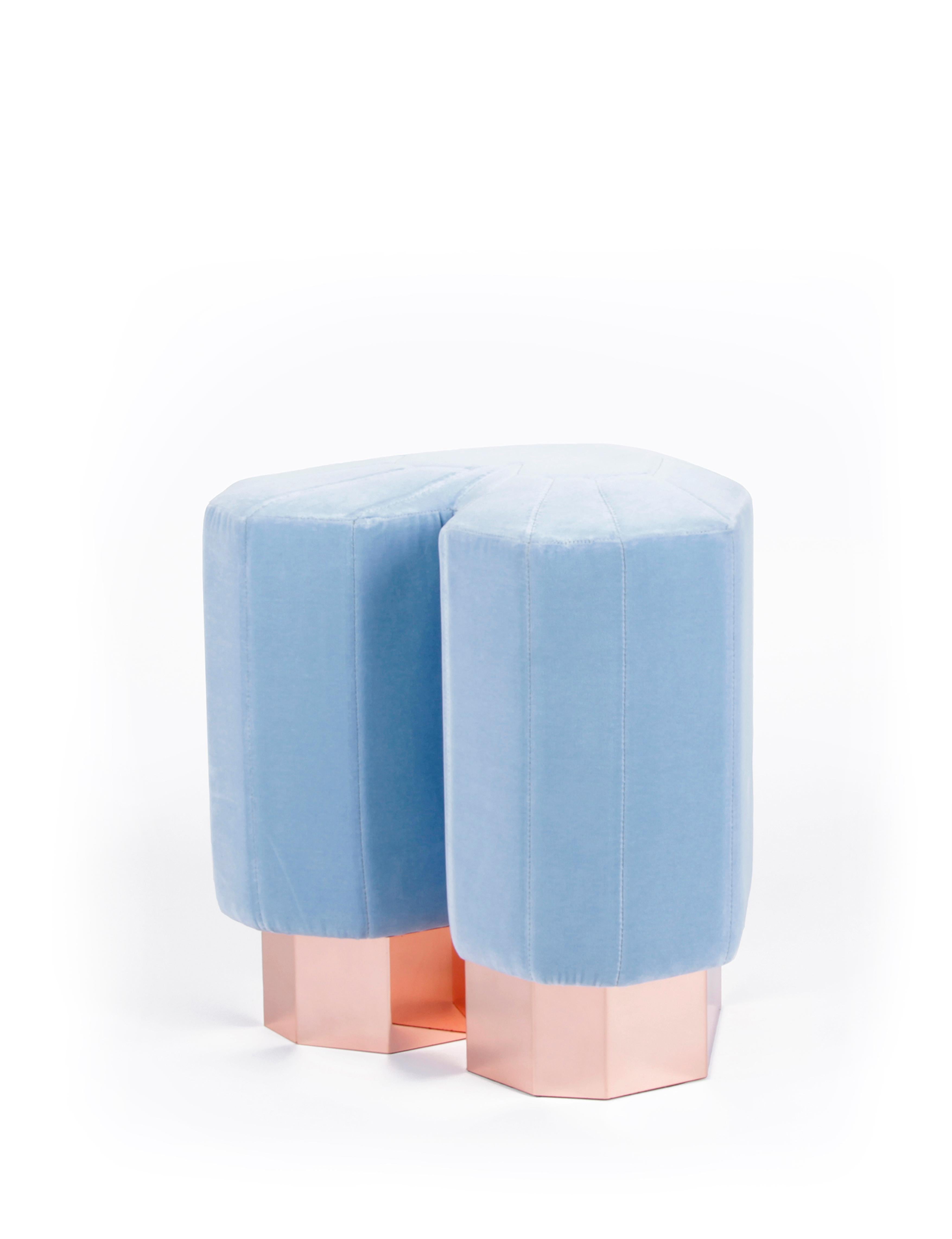 Contemporary Set of 2 Light Blue Queen Heart Stools by Royal Stranger For Sale