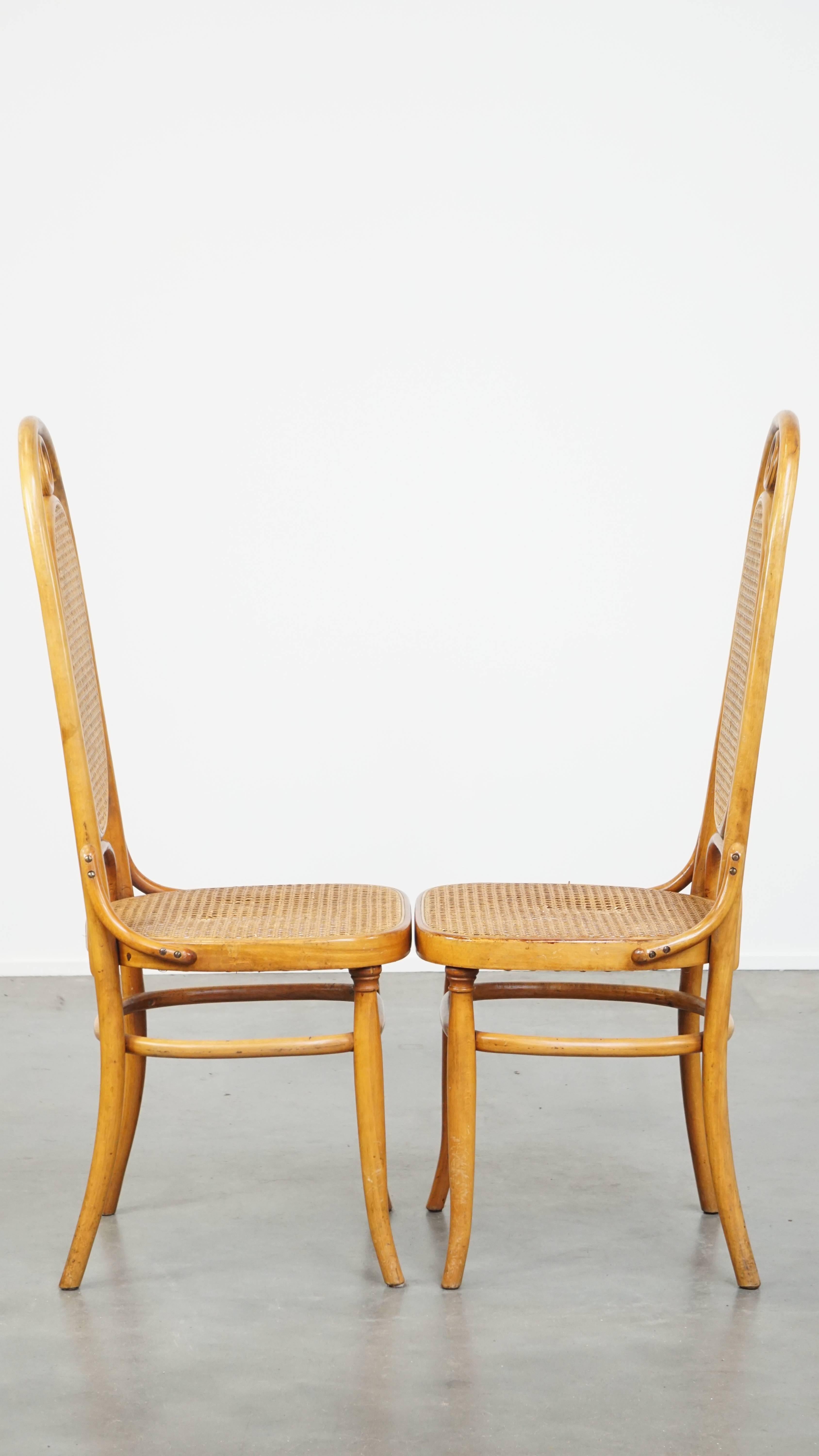 In offerta questo set di 2 sedie vintage in stile Thonet in legno curvato marrone chiaro, modello 