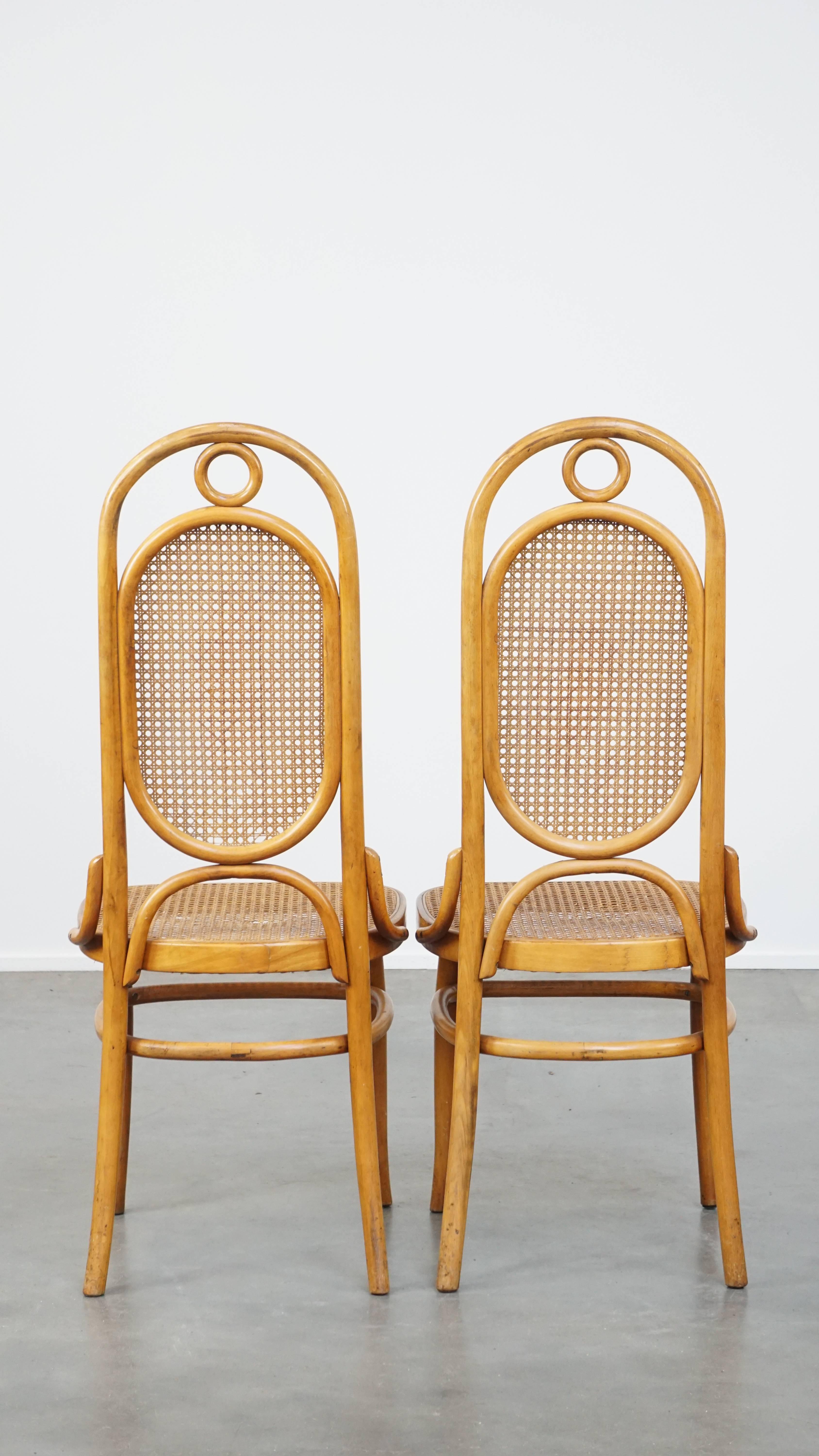 Fatto a mano Set di 2 sedie in legno curvato marrone chiaro in stile Thonet, modello 