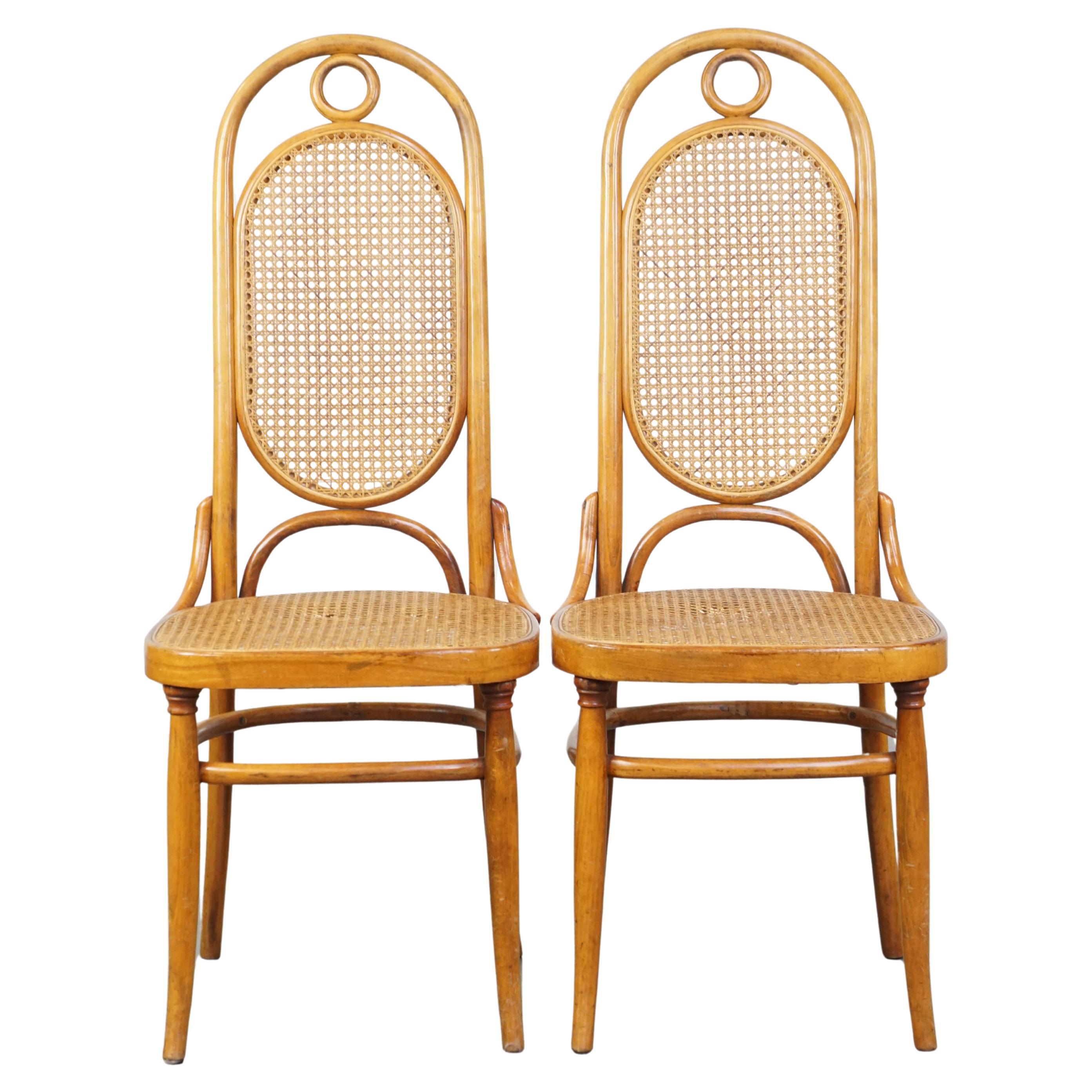 Set di 2 sedie in legno curvato marrone chiaro in stile Thonet, modello "Long Johns". in vendita