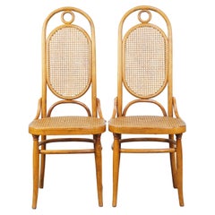 Set of 2 light brown bentwood Thonet style chairs model "Long John"