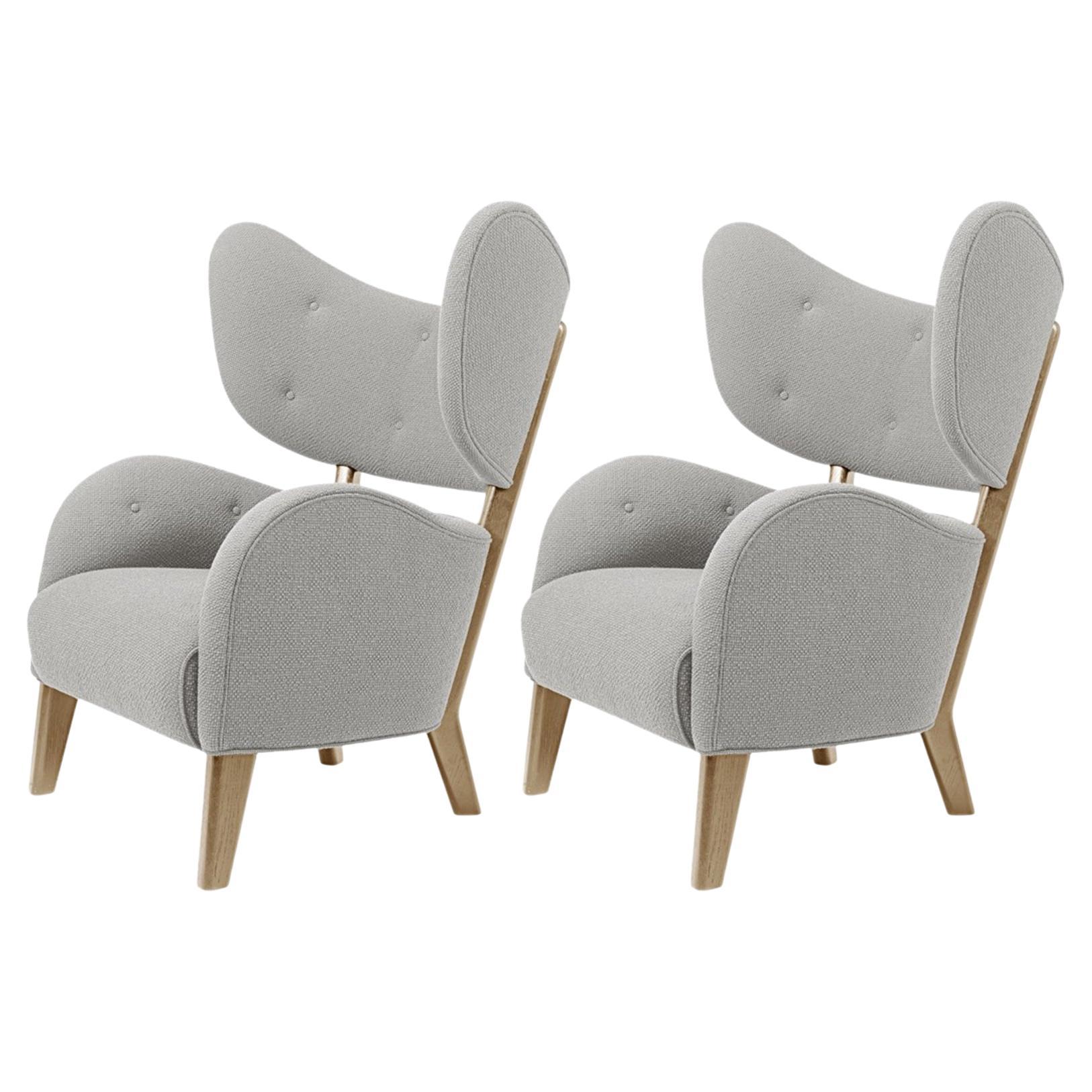 Set of 2 Light Grey Raf Simons Vidar 3 Natural Oak My Own Lounge Chair by Lassen For Sale