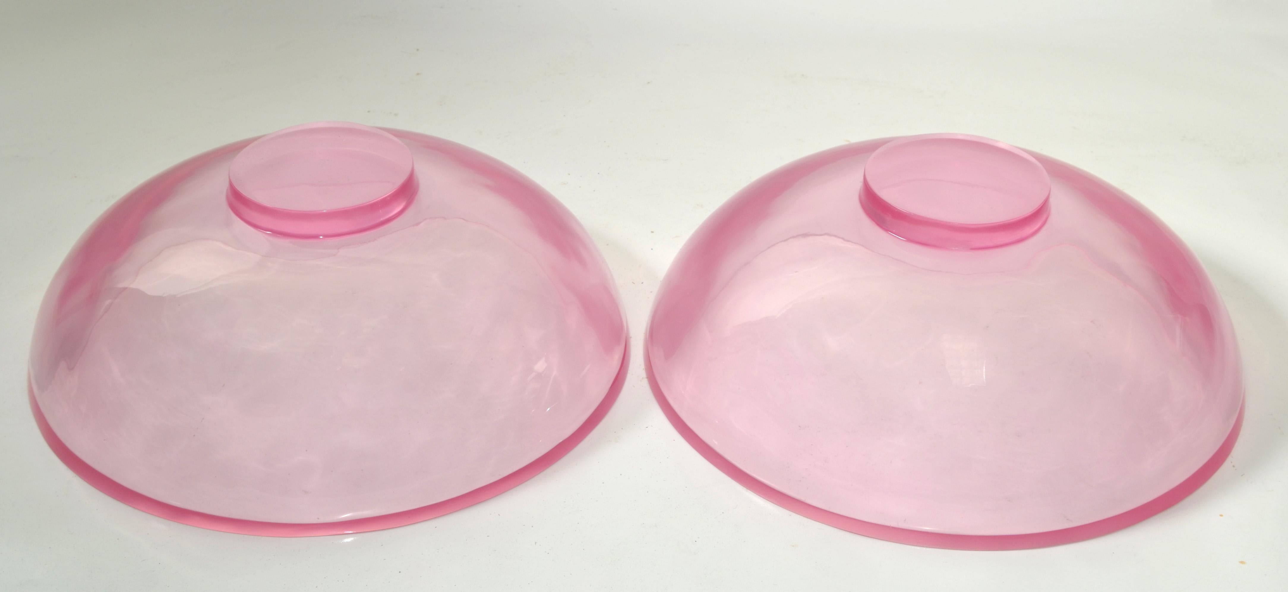 Set of 2 Light Pink Large Polished Fiberglass Bowls Space Age Op Art For Sale 3