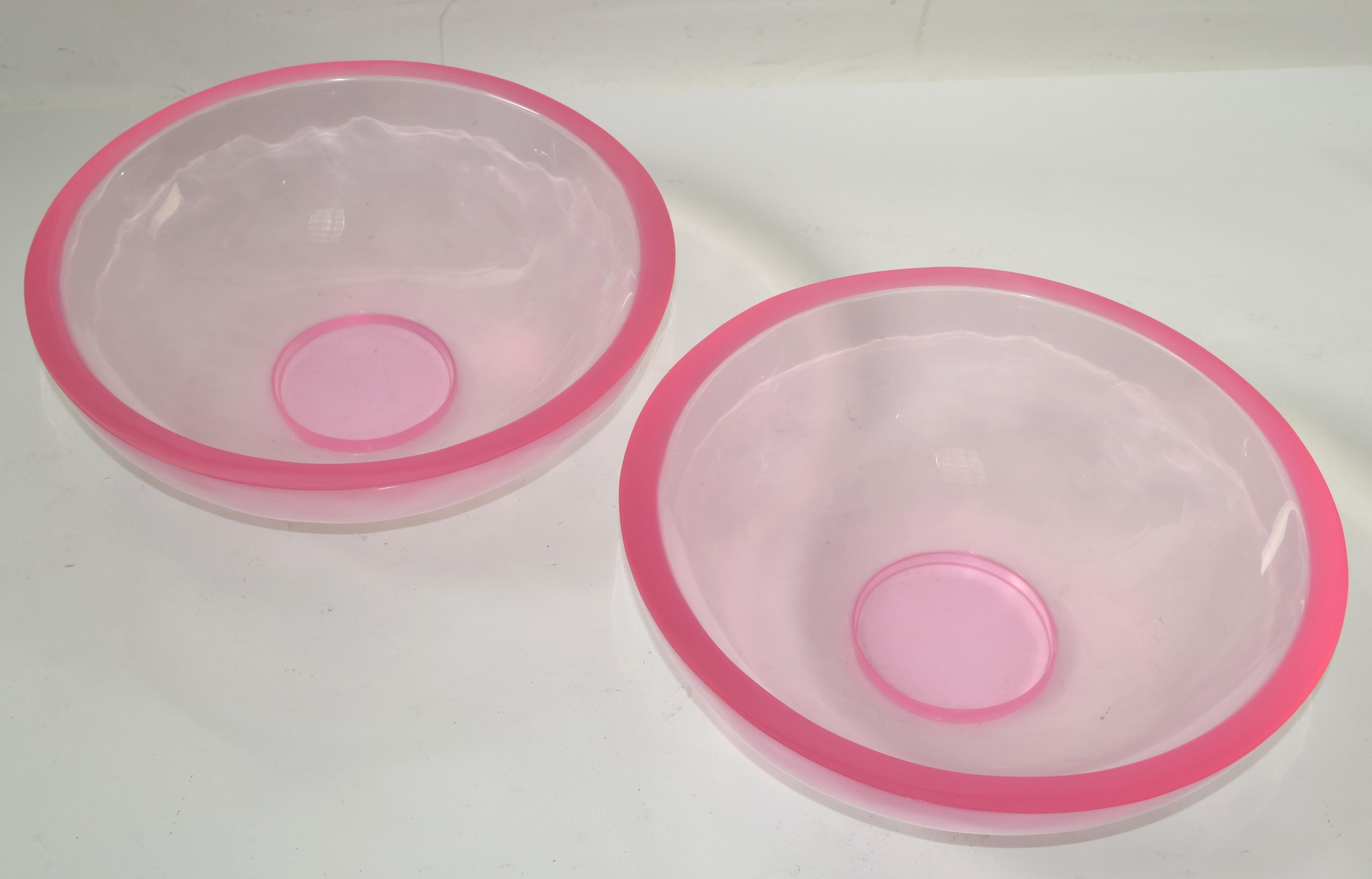 Set of 2 Light Pink Large Polished Fiberglass Bowls Space Age Op Art For Sale 6
