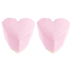 Set of 2 Light Pink Queen Heart Stools by Royal Stranger