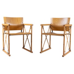 Set of 2 light wood director’s chairs, 1960