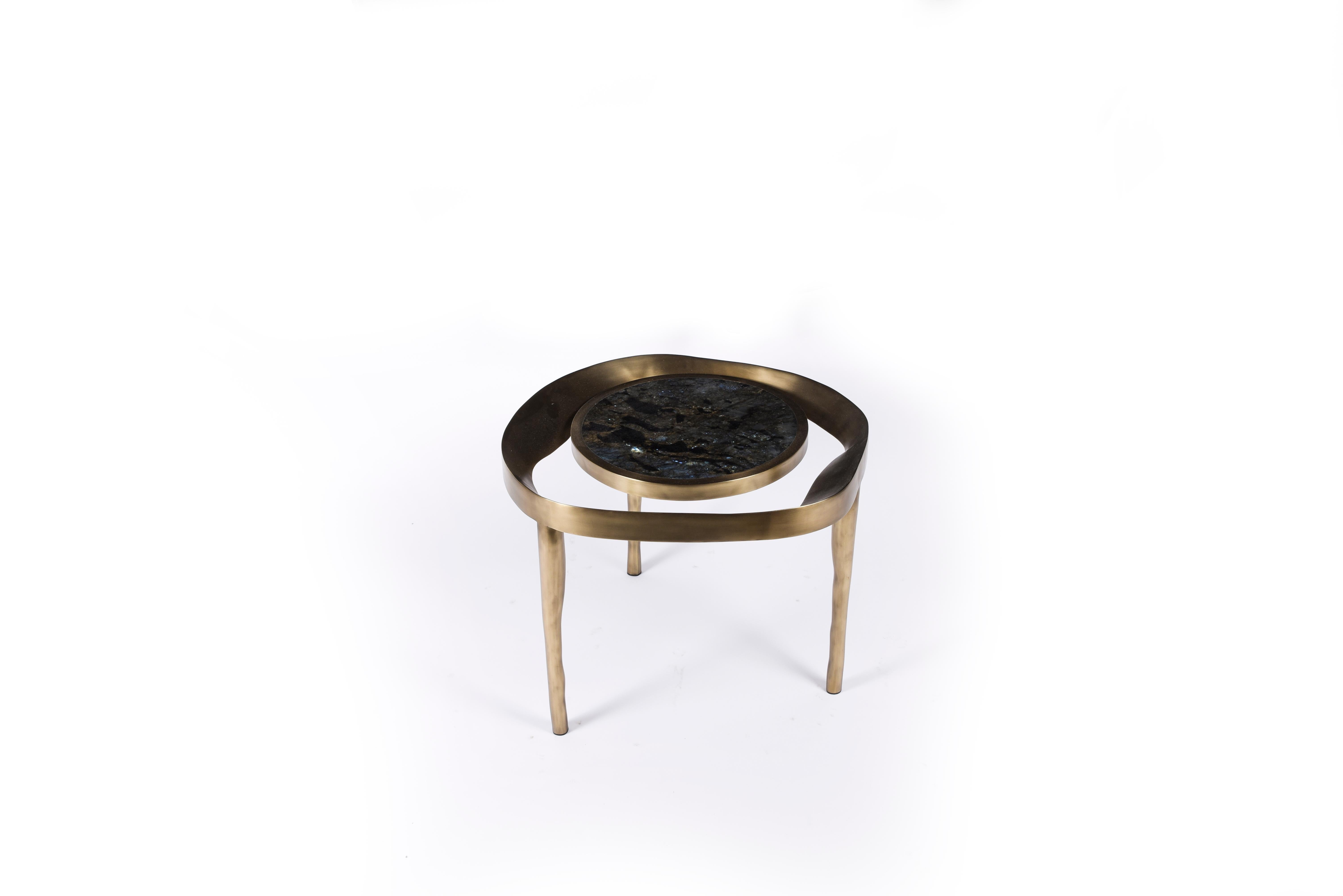 Hand-Crafted Set of 2 Lily Melting Coffee Tables in Shagreen Lemurian & Brass by R&Y Augousti