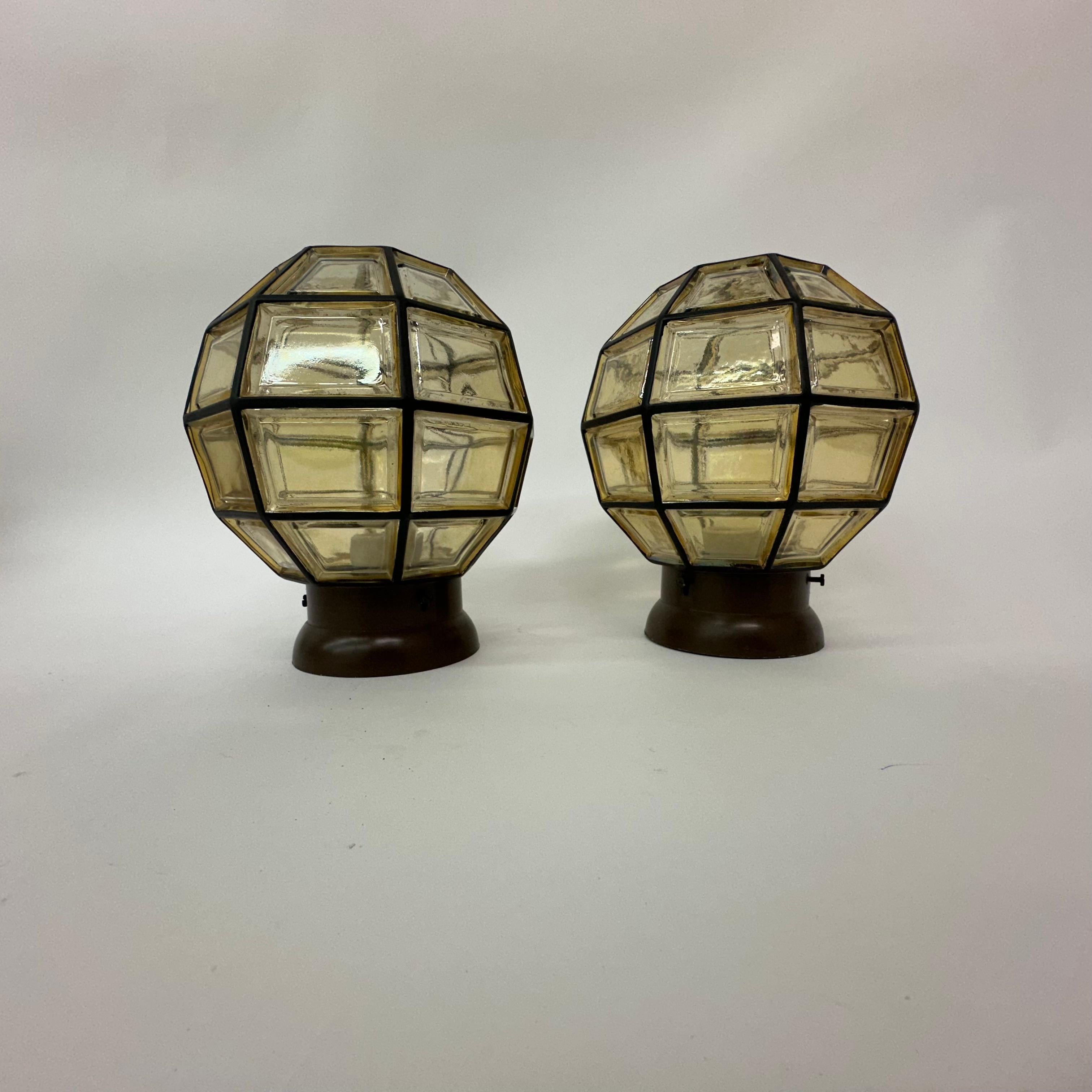 Set of 2 Limburg Glashutte Germany ceiling lamps , 1960’s In Good Condition For Sale In Delft, NL