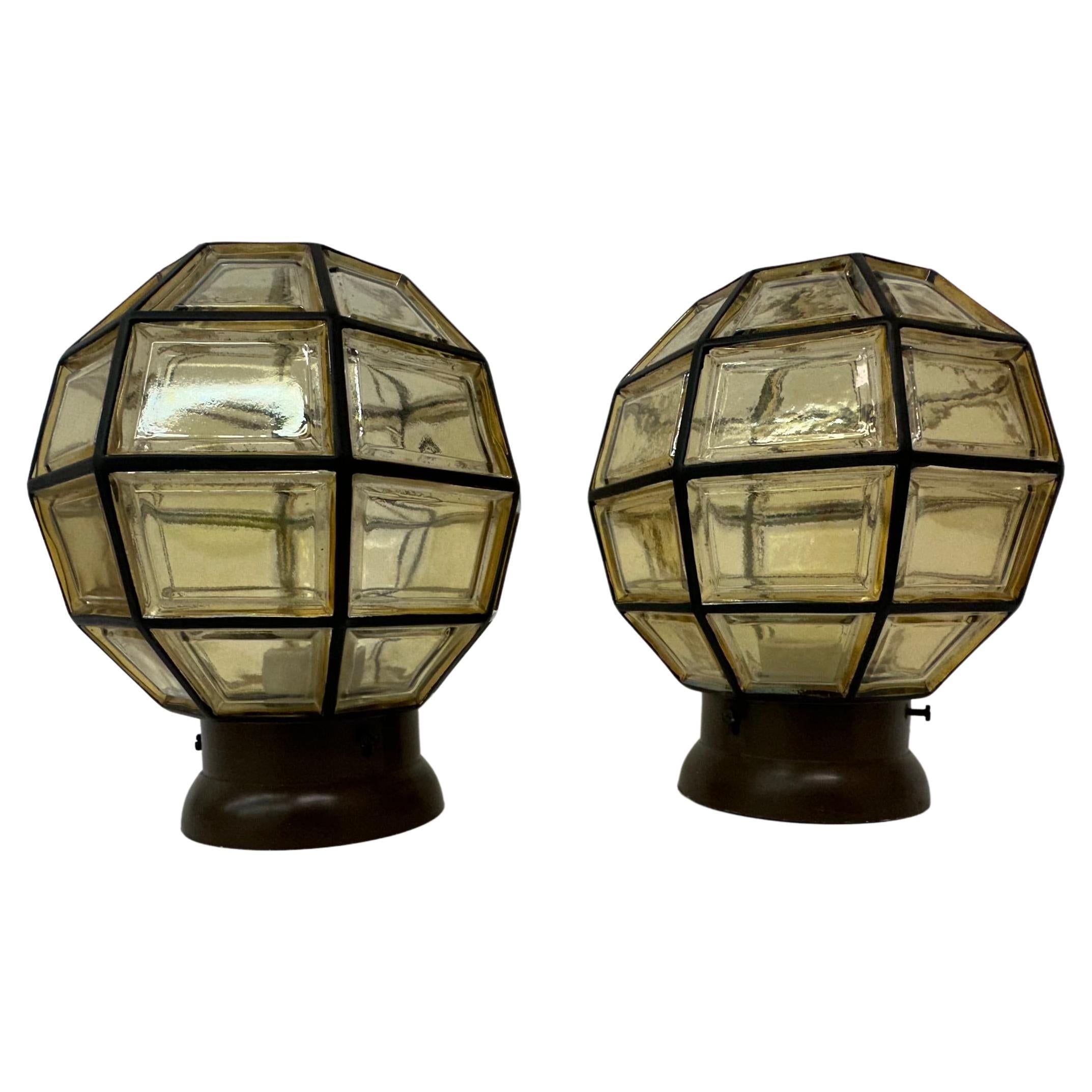 Set of 2 Limburg Glashutte Germany ceiling lamps , 1960’s For Sale