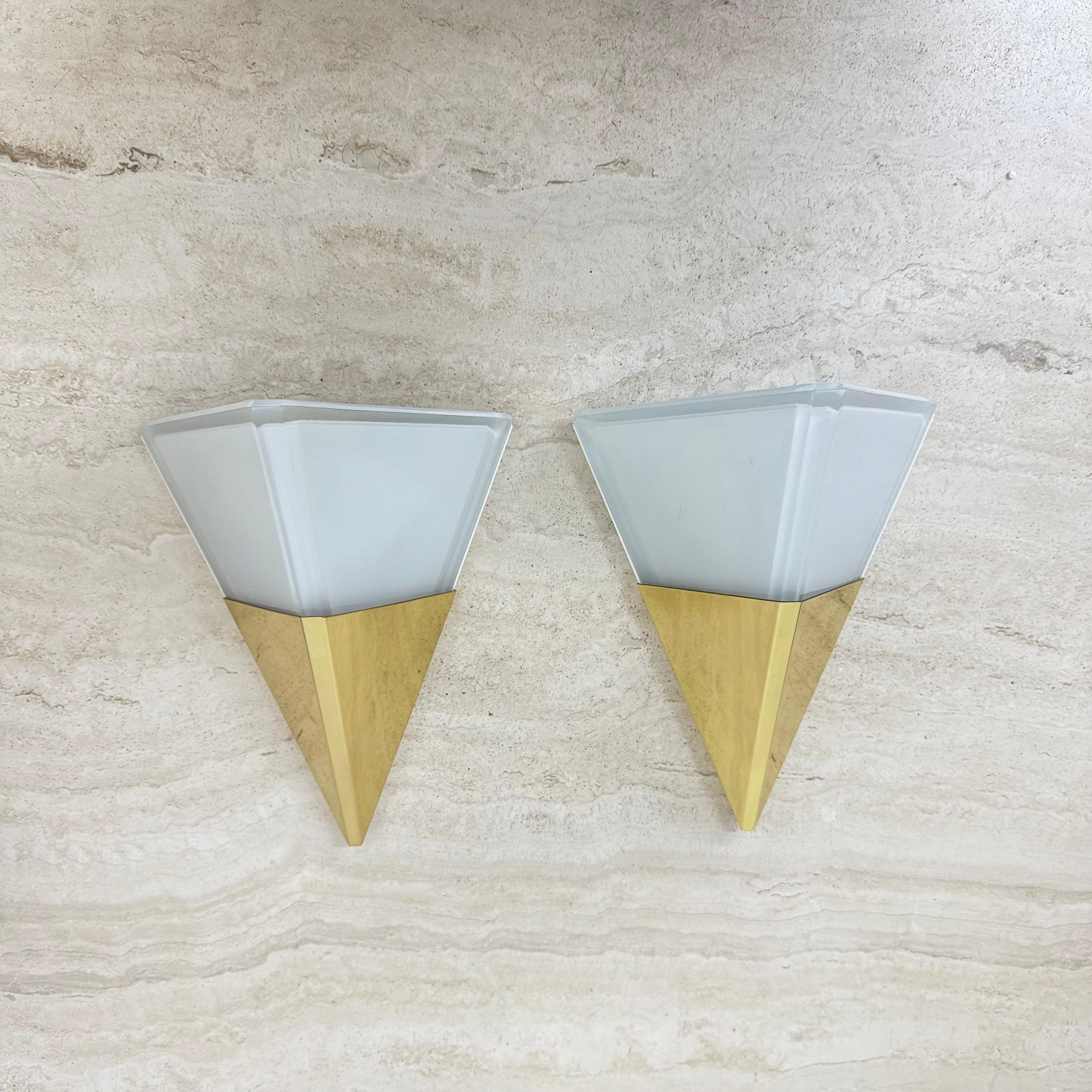 2er Set Glashütte Limburg Wandlampen Wandleuchter , 1970er Jahre (Metall) im Angebot