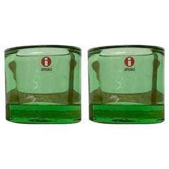 Set of 2 Lime Kivi Votiv Marimekko Candleholder by Heikki Orvola for Littala