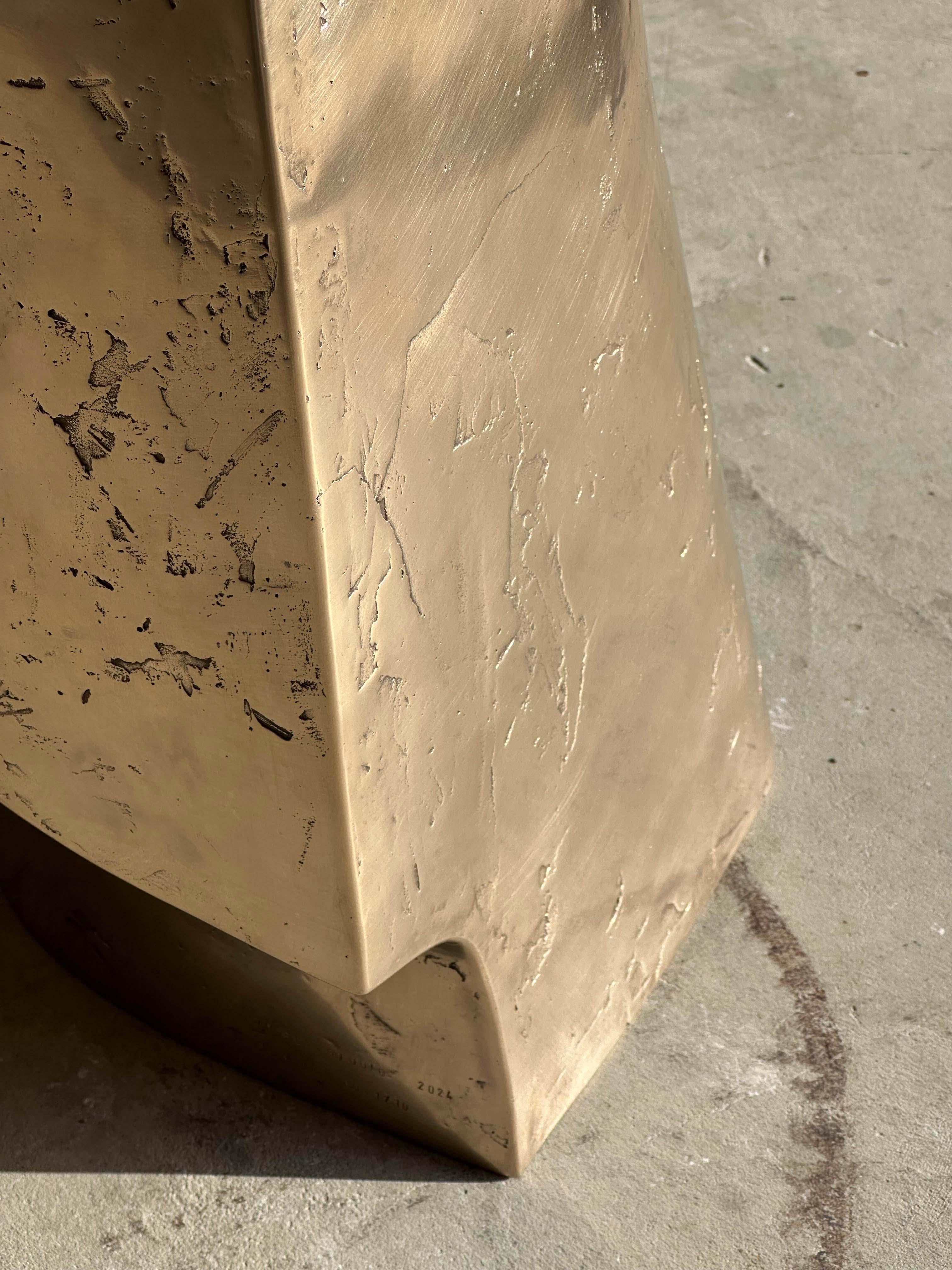 Post-Modern Set Of 2 Limited Edition Lost Wax Casted Bronze Palm Side Tables by Vogel Studio For Sale