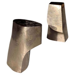 Set Of 2 Limited Edition Lost Wax Casted Bronze Palm Side Tables by Vogel Studio