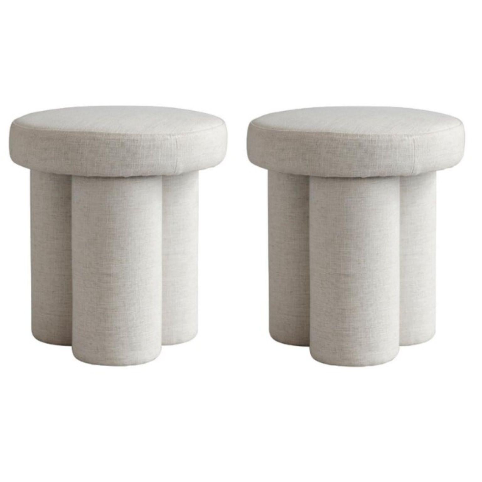 Set of 2 Linen Big Foot stools by 101 Copenhagen
Designed by Kristian Sofus Hansen & Tommy Hyldahl
Dimensions: L38 / W38 /H43 CM
Materials: Linen

A quirky and contemporary addition to any interior setting and family alike, the Big Foot Stool