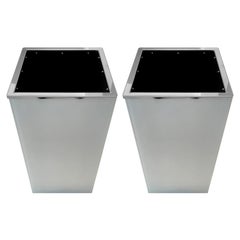 In Stock in Los Angeles, Set of 2 Lingo White Glass Planters, Made in Italy
