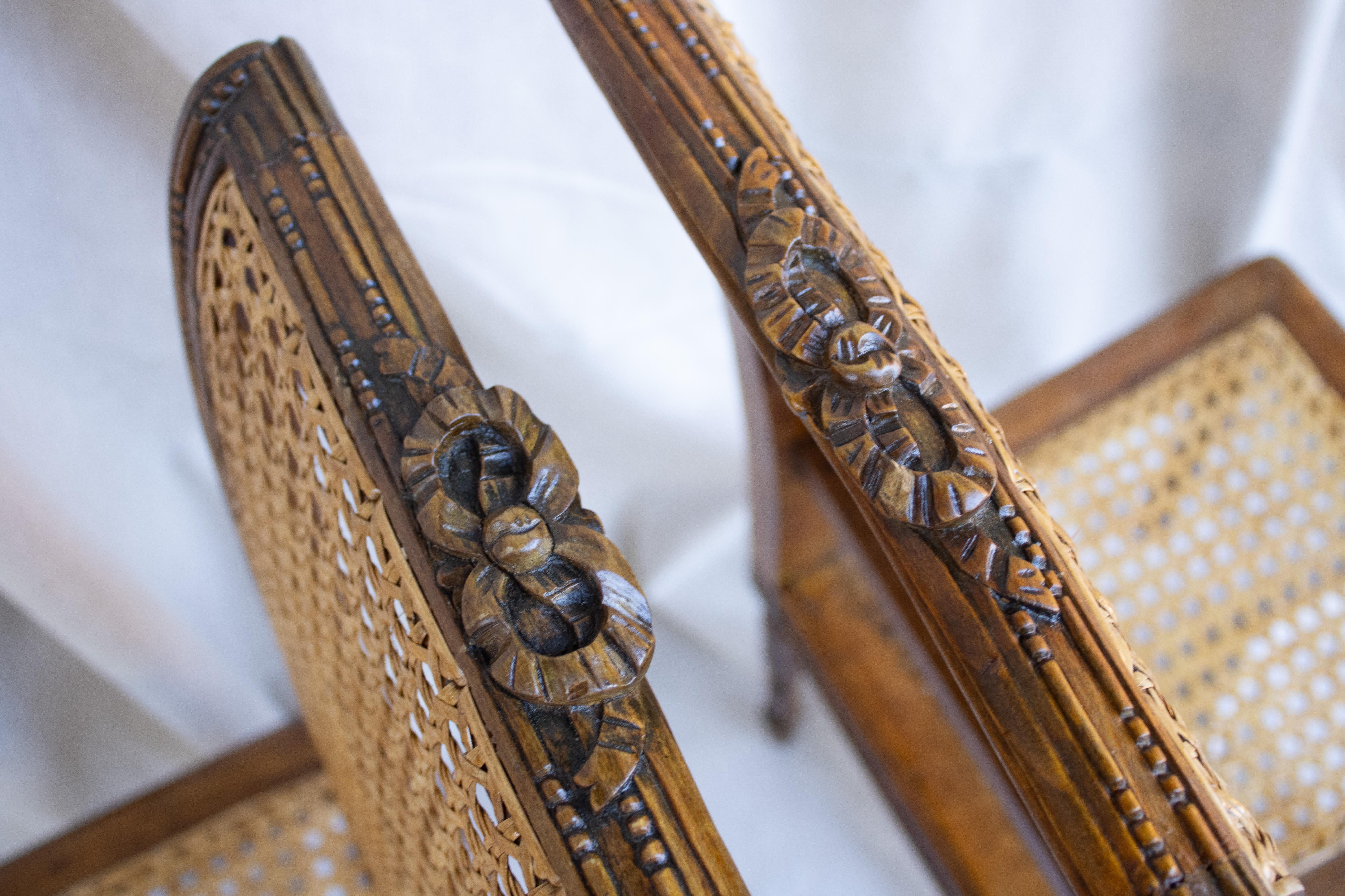 Set of 2 Little Chairs in Louis XVI Style in Wicker Work - Spain - XIX In Good Condition For Sale In Lisboa, PT
