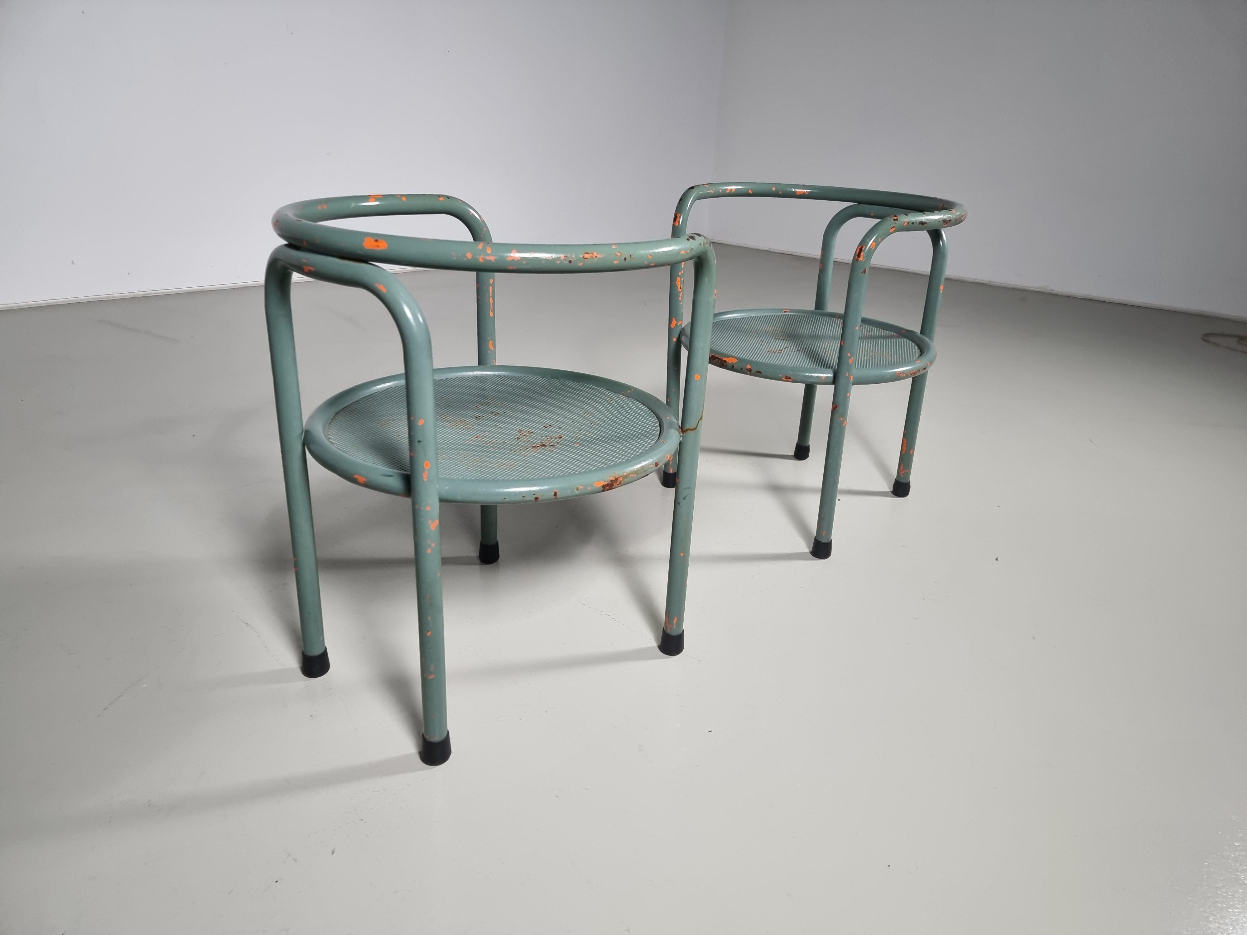 Steel Set of 2 Locus Solus chairs by Gae Aulenti for Poltronova, 1960s