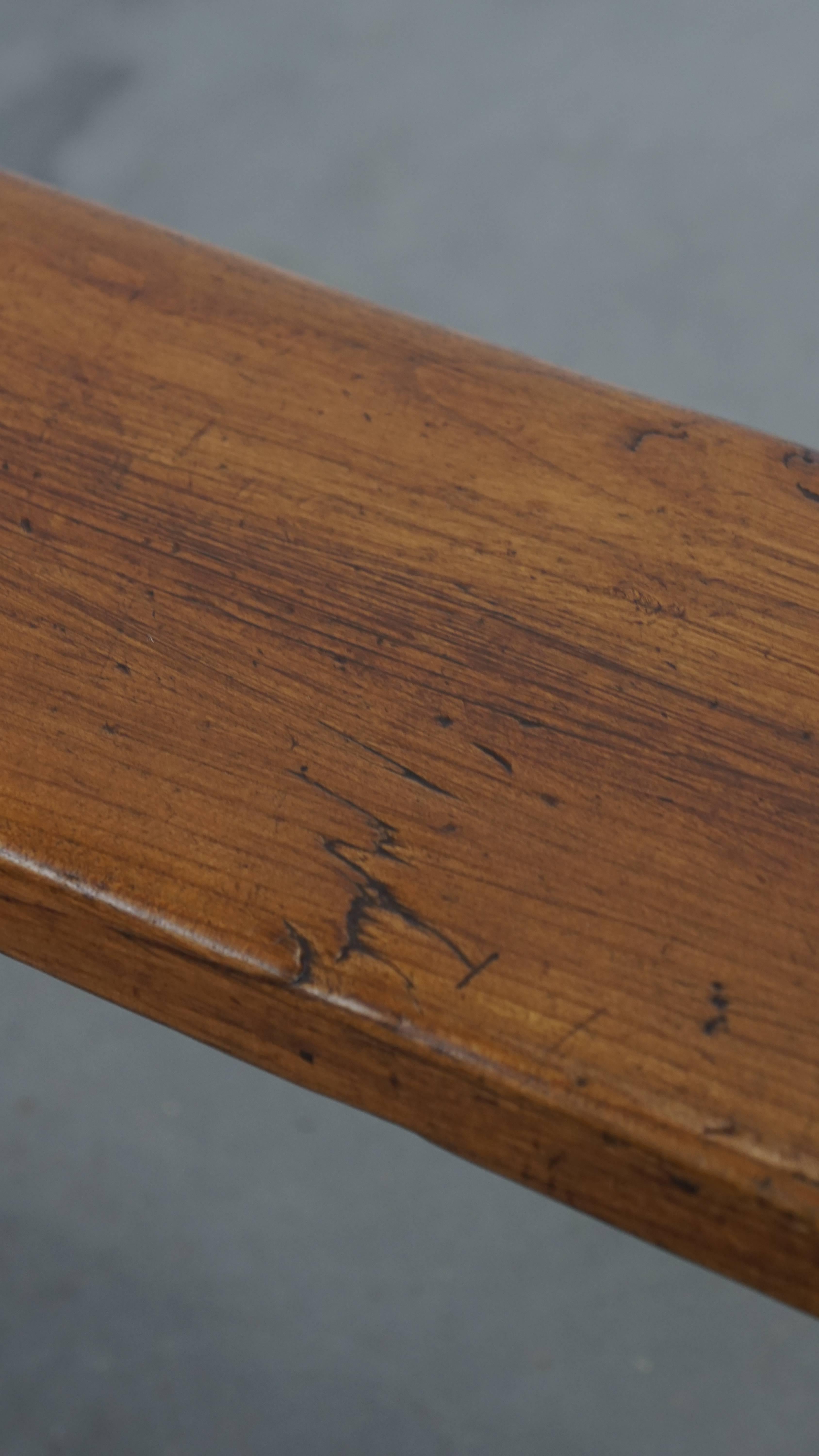 Set of 2 Long Antique French Hall Benches / Dining Benches For Sale 6