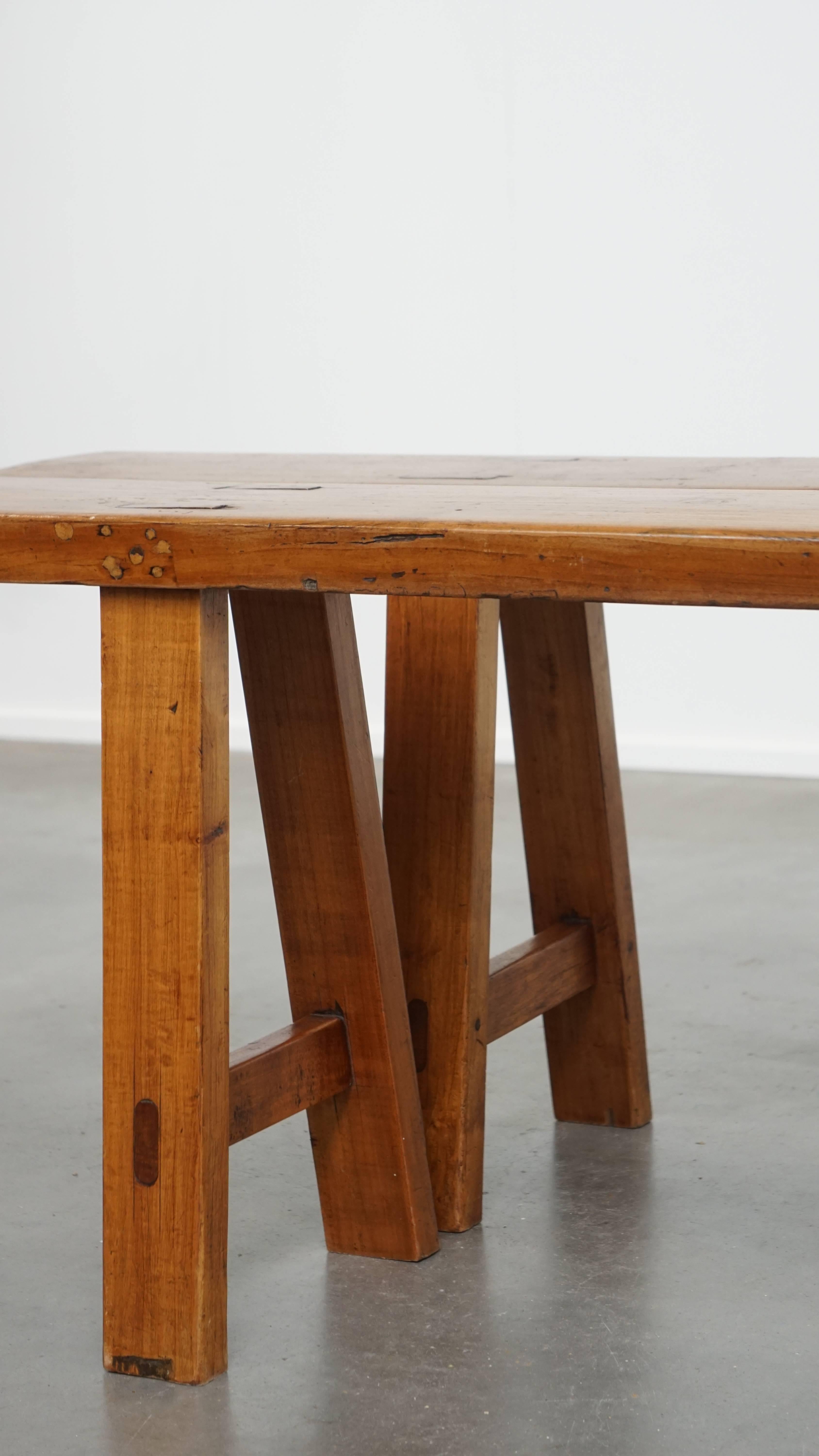 Set of 2 Long Antique French Hall Benches / Dining Benches For Sale 1