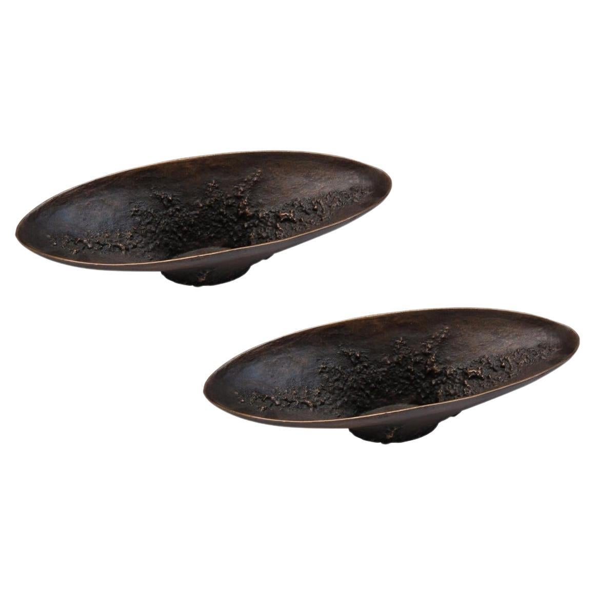 Set of 2 Long Bowls in Dark Bronze by Fakasaka Design For Sale