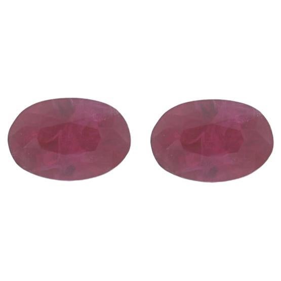 Set of 2 Loose Rubies - Oval .84ctw Red Matched Pair For Sale