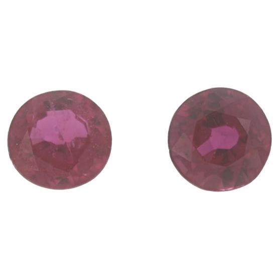 Set of 2 Loose Rubies - Round .51ctw Pinkish Red Matched Pair