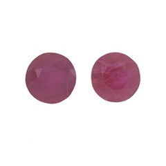 Set of 2 Loose Rubies - Round .60ctw Pinkish Red Matched Pair