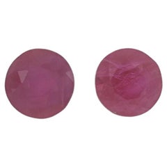 Set of 2 Loose Rubies - Round .60ctw Pinkish Red Matched Pair