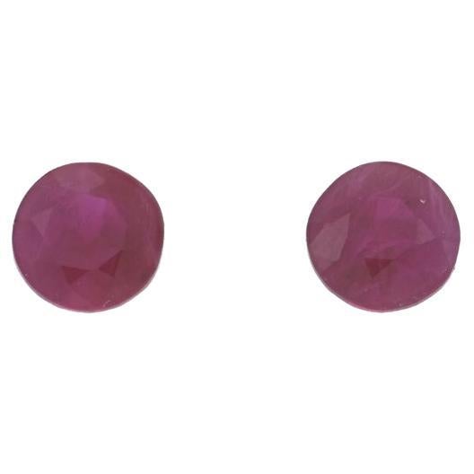 Set of 2 Loose Rubies - Round .63ctw Red Matched Pair For Sale