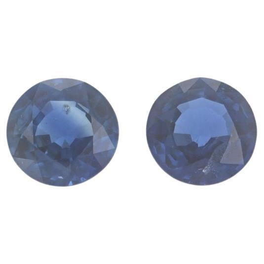 Set di 2 zaffiri sfusi - Coppia di zaffiri tondi blu da 1,84 ct.