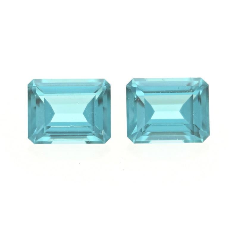 Set of 2 Loose Tourmalines - Emerald Cut 1.57ctw Blue Green Matched Pair In New Condition For Sale In Greensboro, NC