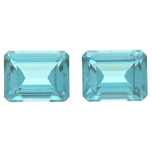 Set of 2 Loose Tourmalines - Emerald Cut 1.57ctw Blue Green Matched Pair For Sale