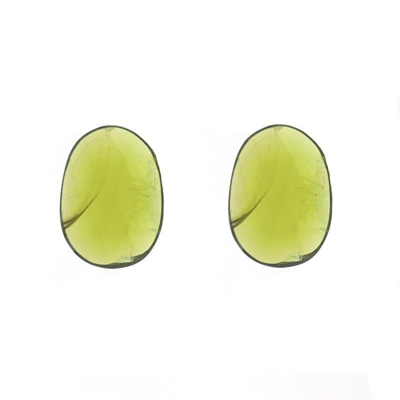 Set of 2 Loose Tourmalines - Rose Cut Cabochon 2.05ctw Green Matched Pair In New Condition For Sale In Greensboro, NC