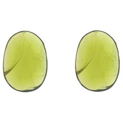 Set of 2 Loose Tourmalines - Rose Cut Cabochon 2.05ctw Green Matched Pair