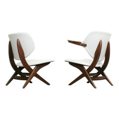 Set of 2 Louis Van Teeffelen for Webe Easy Chairs "Pelican", 1960s