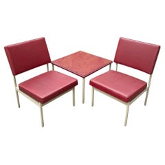 Set of 2 Lounge Chairs and Coffee Table by Anonima Castelli Italy 1950s