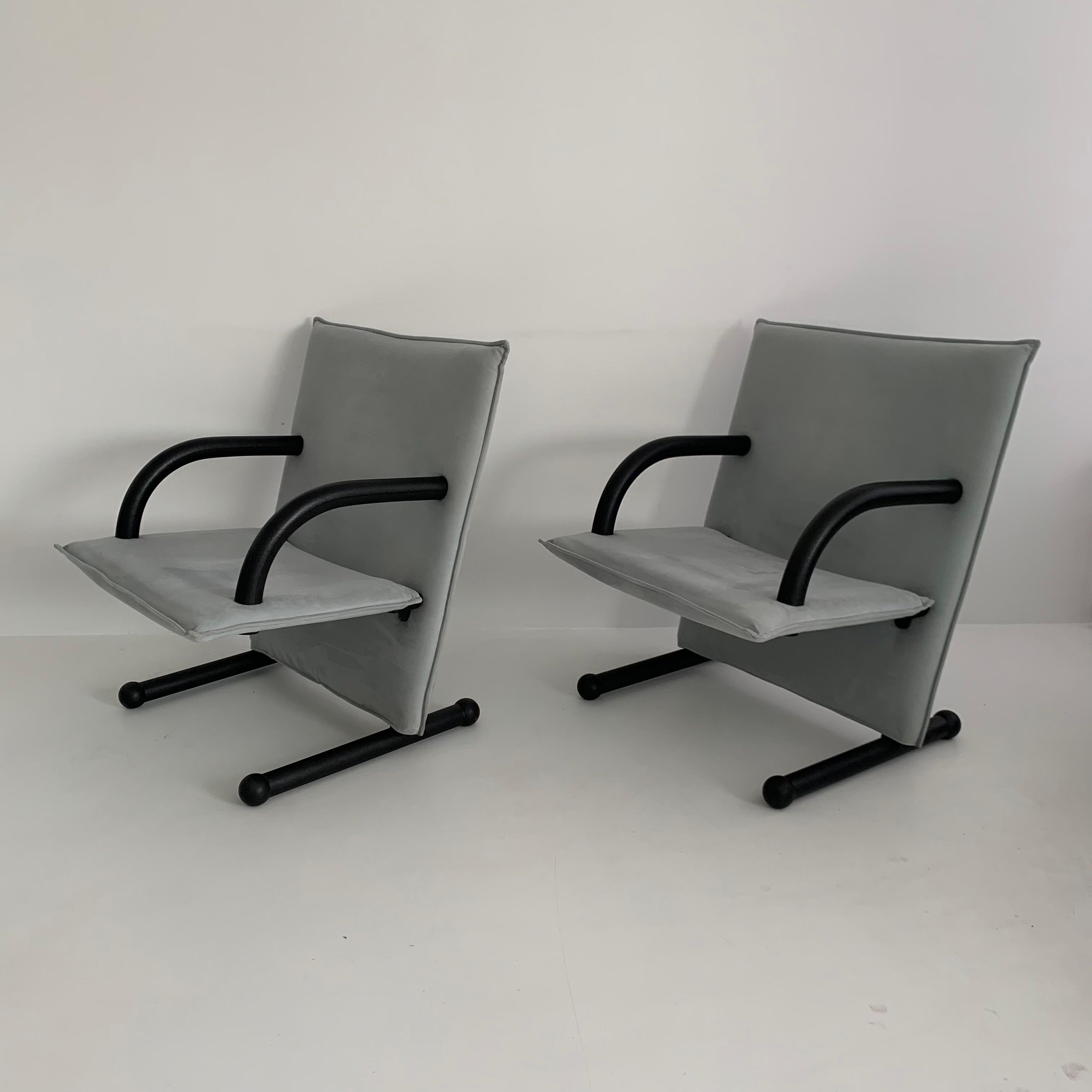 Set of 2 Lounge Chairs Burkhard Vogtherr for Arflex T-Line, 1980’s For Sale 6