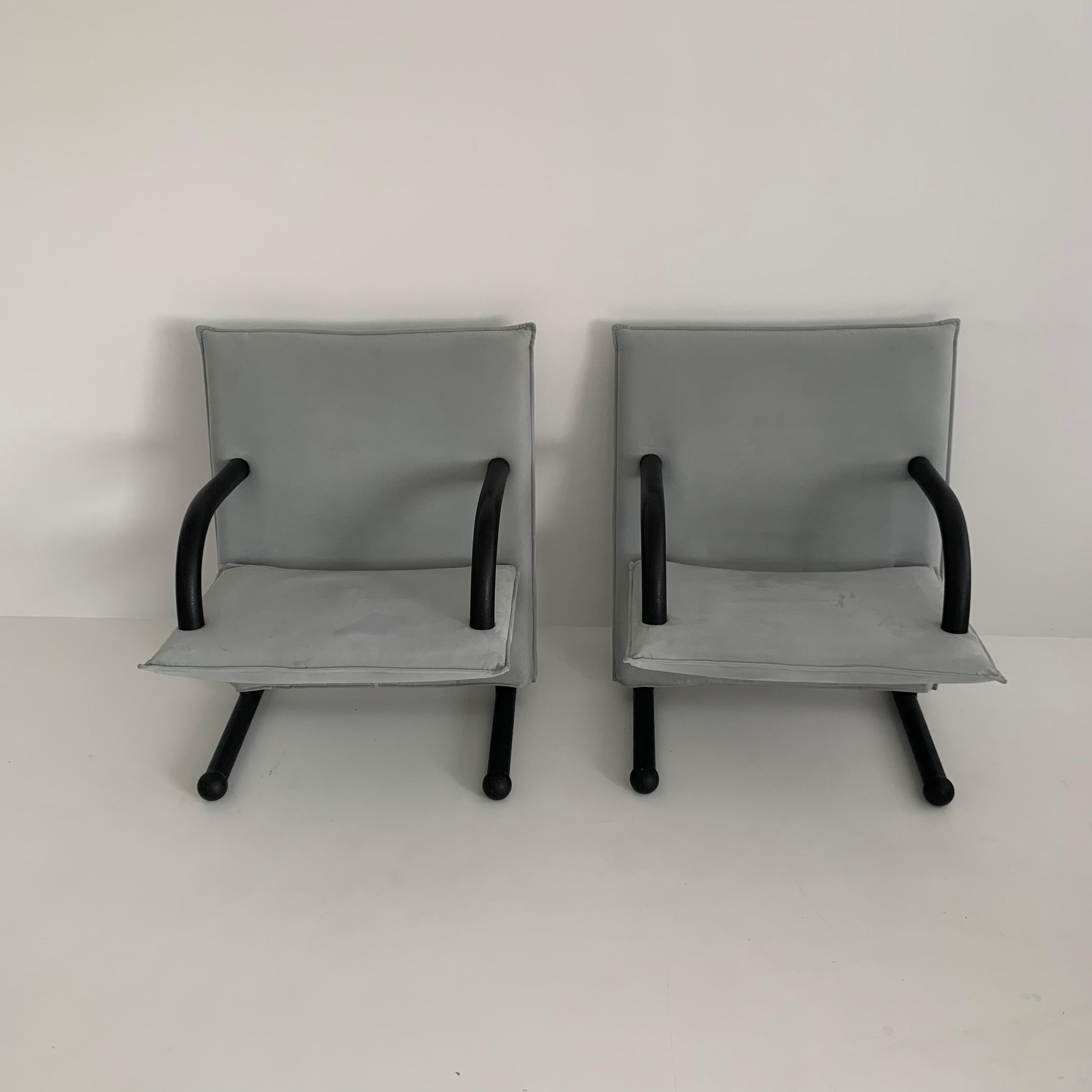 Ensemble de 2 fauteuils de salon Burkhard Vogtherr pour Arflex T-Line, années 1980 Bon état - En vente à Delft, NL