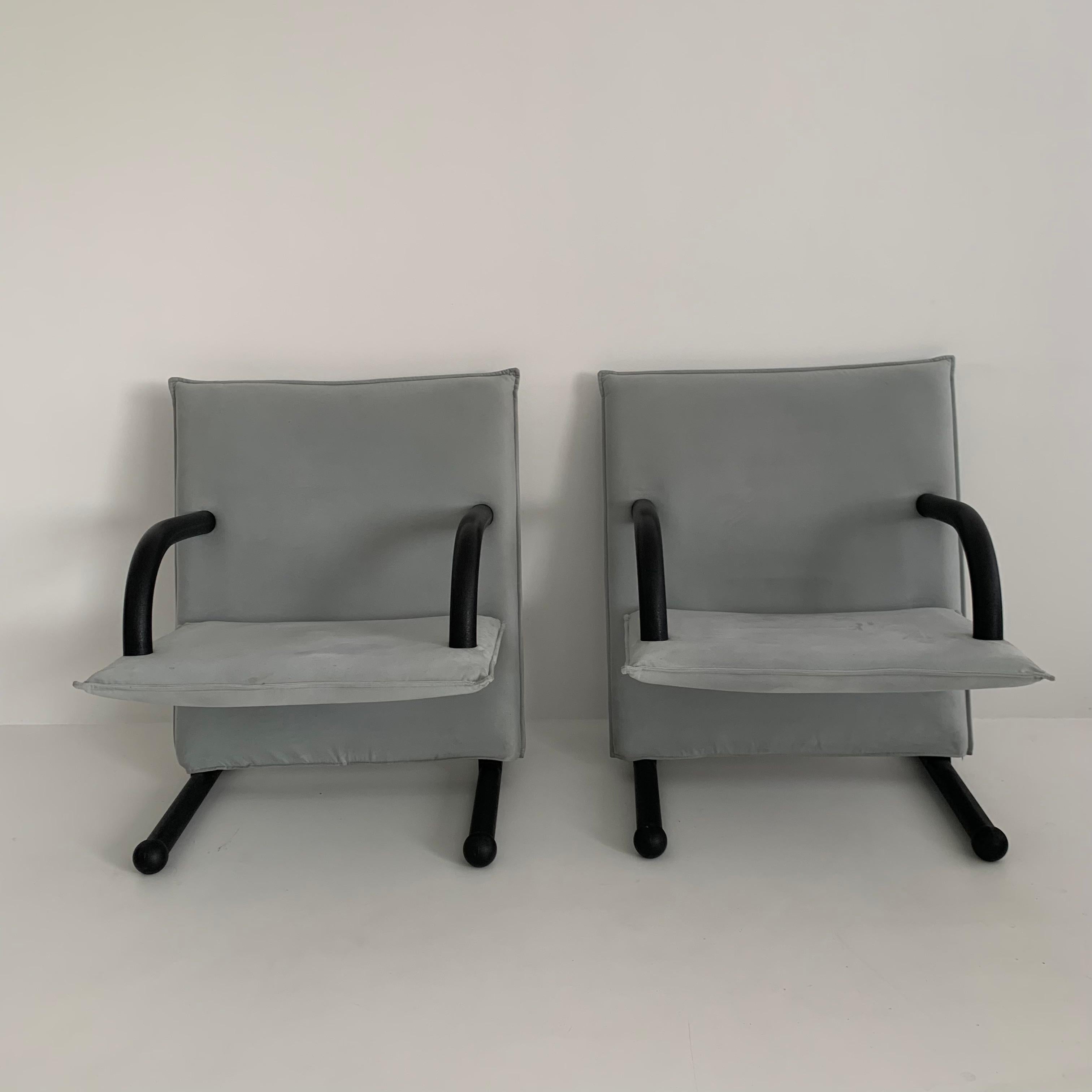 Late 20th Century Set of 2 Lounge Chairs Burkhard Vogtherr for Arflex T-Line, 1980’s For Sale