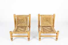 Set di 2 poltrone di Audoux-Minet per Vibo Vesoul, in legno e corda intrecciata