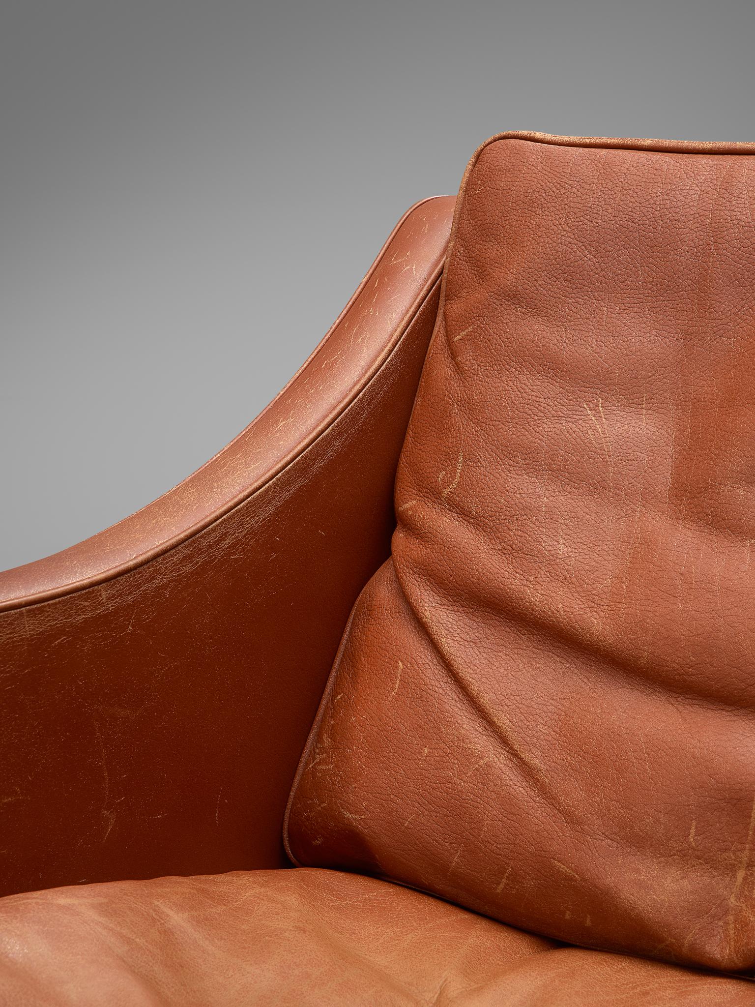 Leather Set of 2 Lounge Chairs by Børge Mogensen for Fredericia Møbelfabrik, Denmark