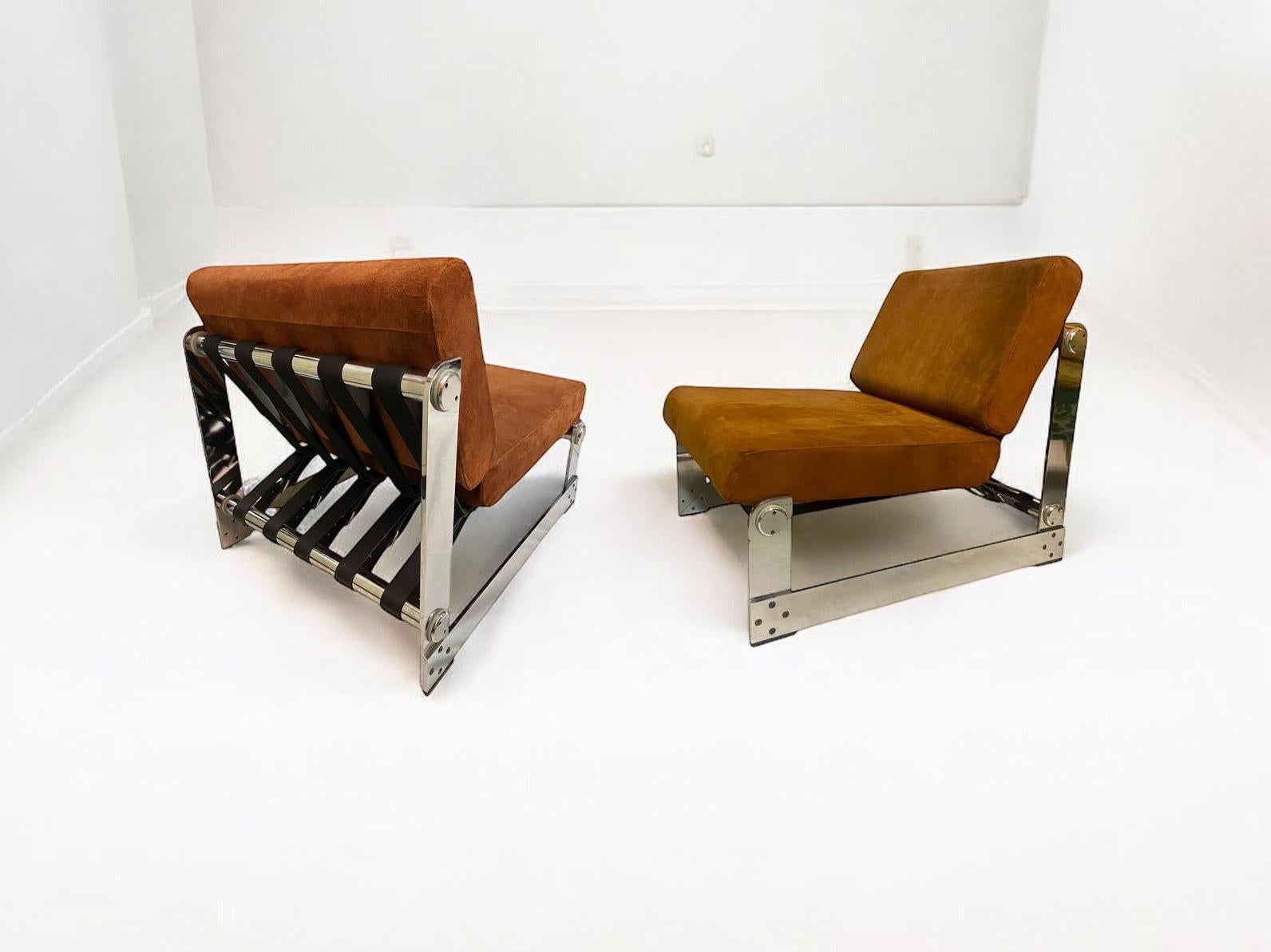 Mid-Century Modern Ensemble de 2 chaises longues par Gilles Bouchez pour Airborne, 1972 en vente