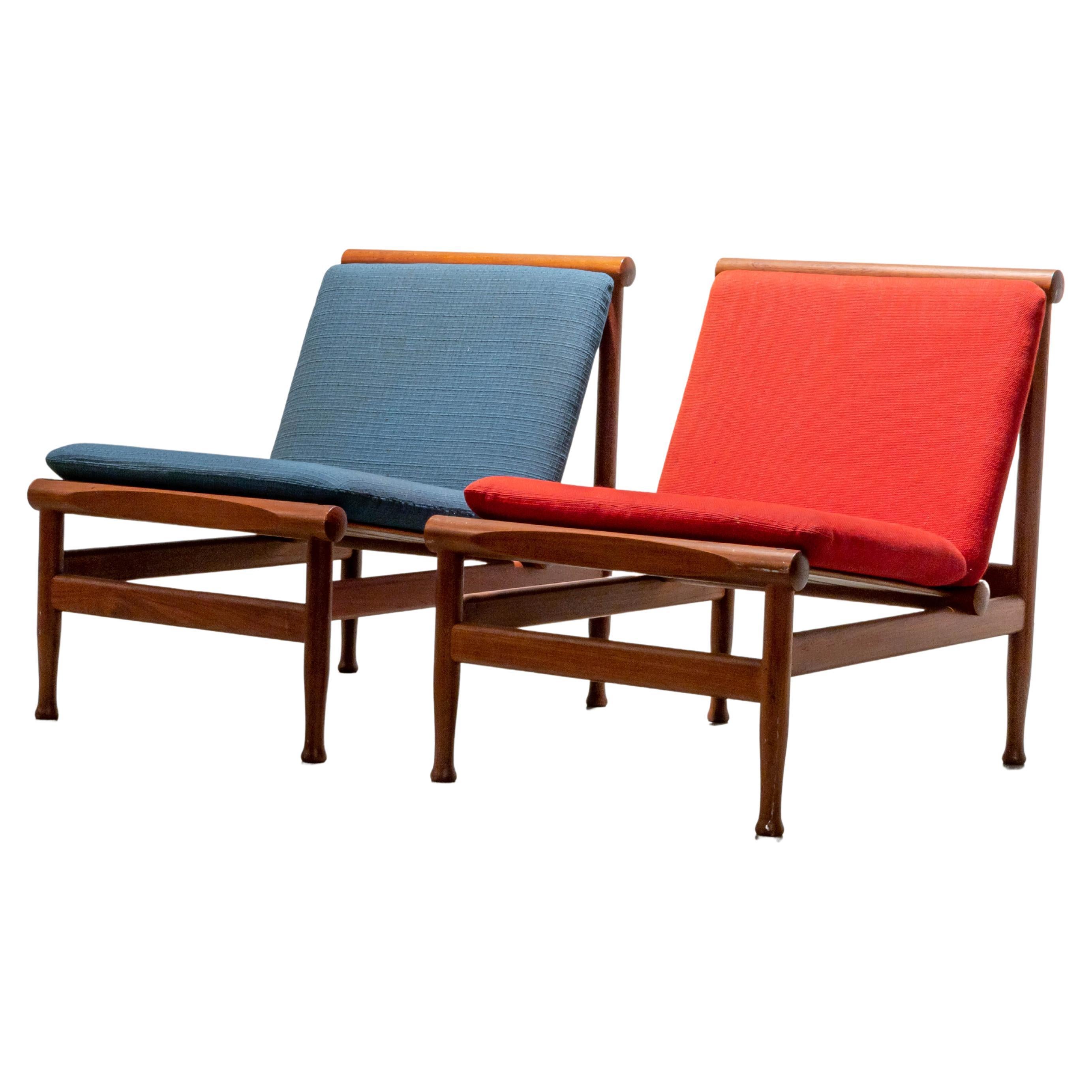 Set of 2 Lounge Chairs by Kai Lyngfeld Larsen in Teak, Denmark, 1960's For Sale