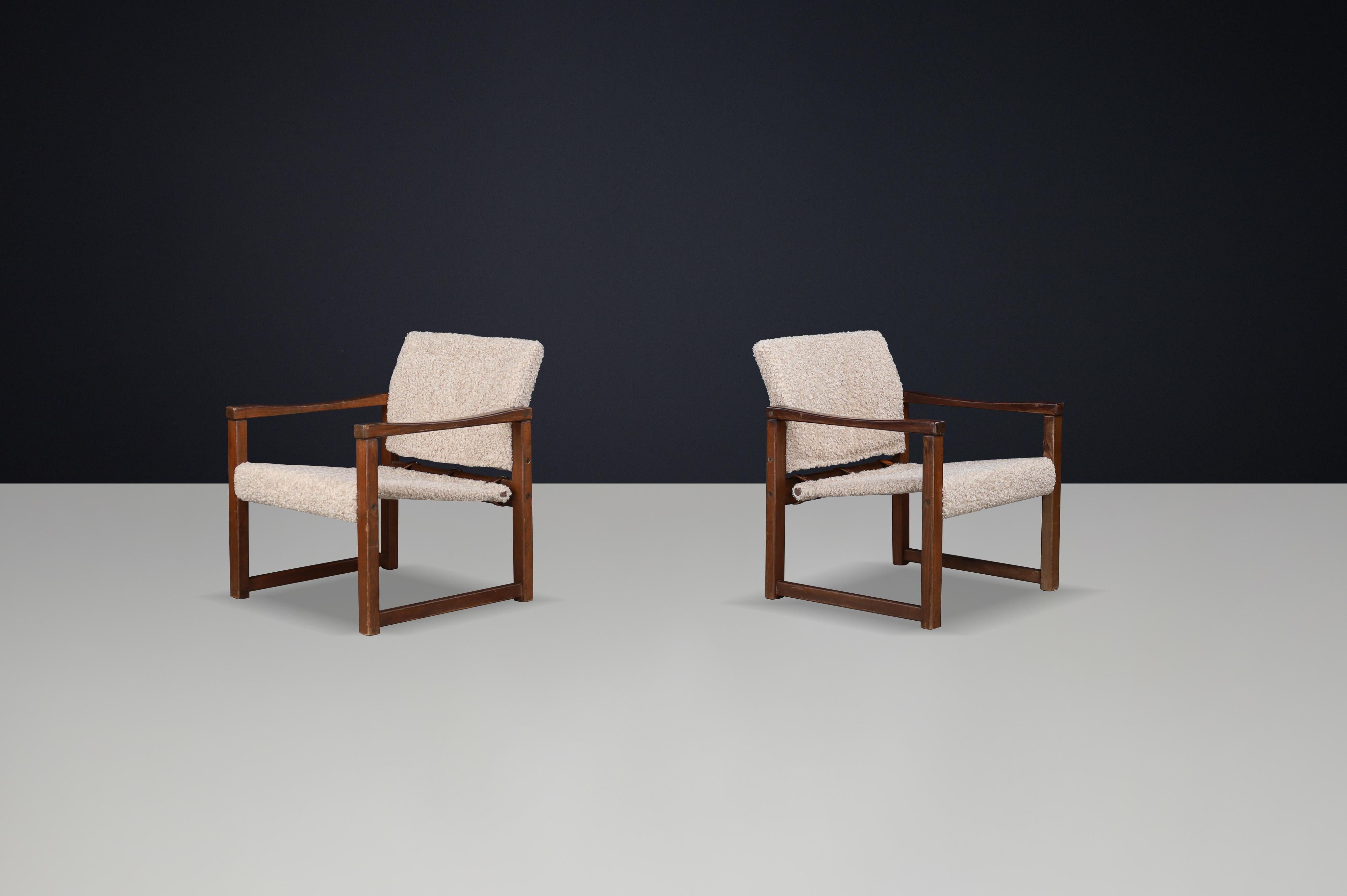 Scandinavo moderno Set di 2 sedie da salotto di Karin Mobring in pino e tessuto Fabrice, Svezia, anni '70 in vendita