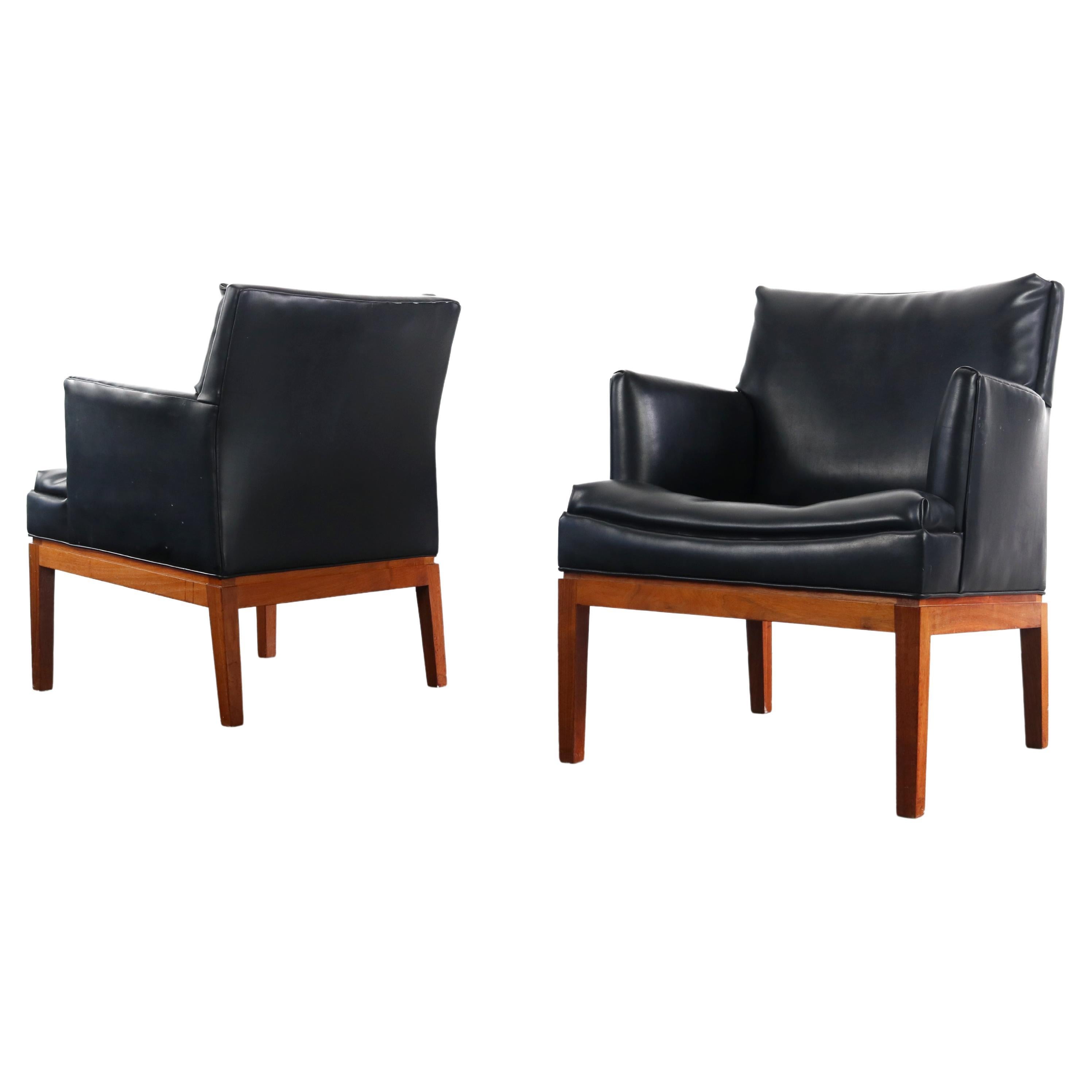 Set of 2 Lounge Chairs by Marble Imperial in Leatherette & Walnut, USA, c. 1960s