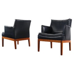 Set of 2 Lounge Chairs by Marble Imperial in Leatherette & Walnut, USA, c. 1960s
